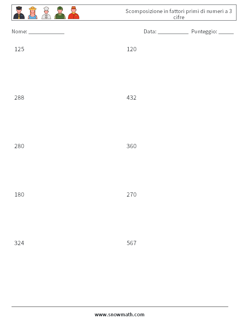 Scomposizione in fattori primi di numeri a 3 cifre