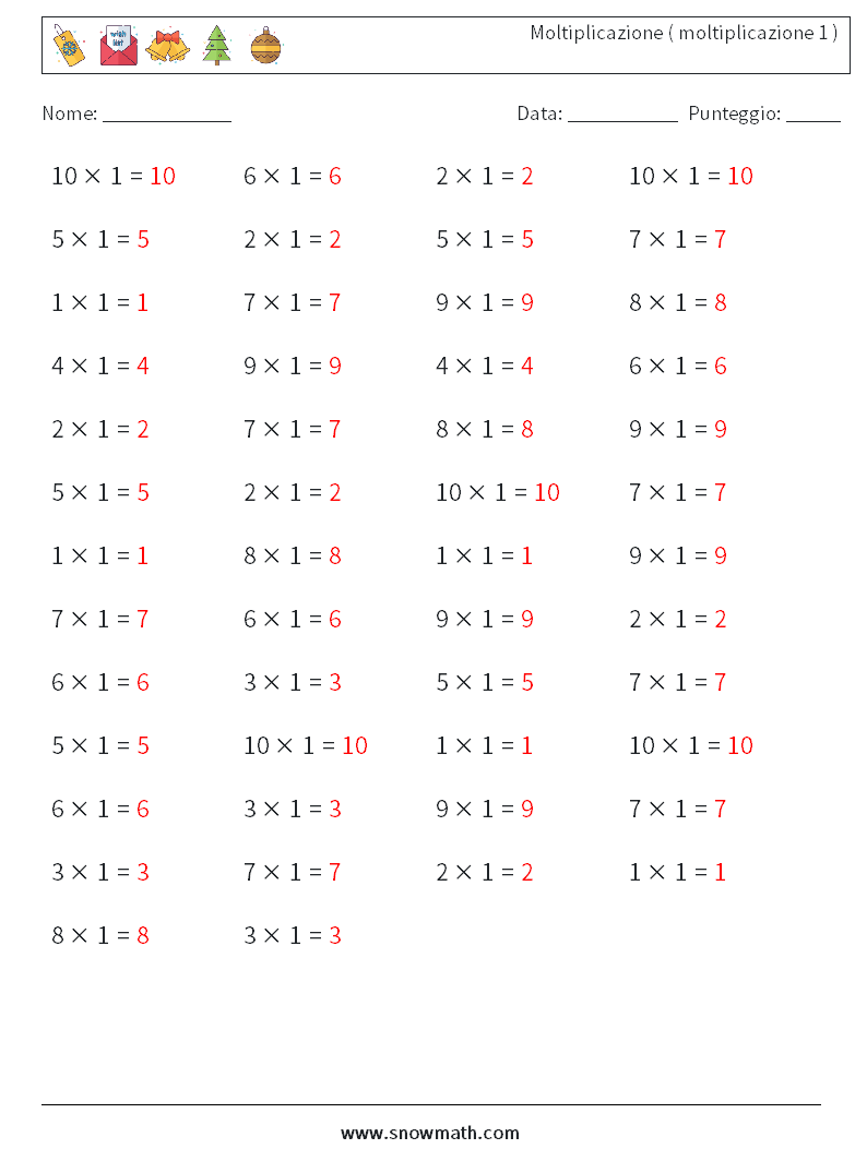 (50) Moltiplicazione ( moltiplicazione 1 ) Fogli di lavoro di matematica 2 Domanda, Risposta