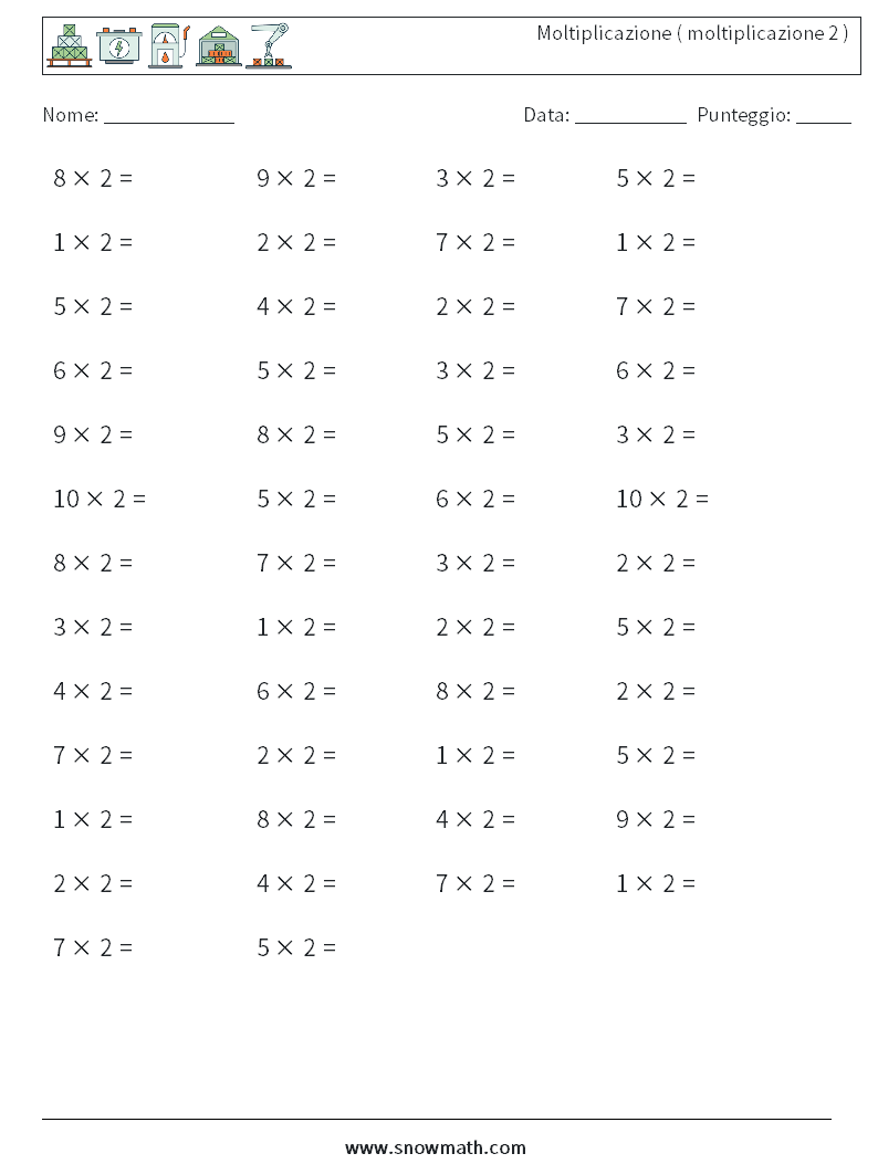 (50) Moltiplicazione ( moltiplicazione 2 ) Fogli di lavoro di matematica 4