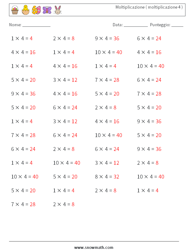(50) Moltiplicazione ( moltiplicazione 4 ) Fogli di lavoro di matematica 7 Domanda, Risposta