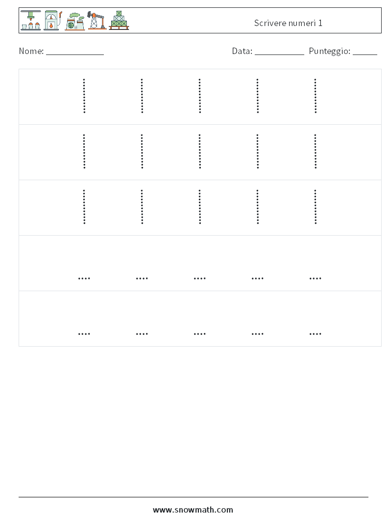 Scrivere numeri 1 Fogli di lavoro di matematica 12