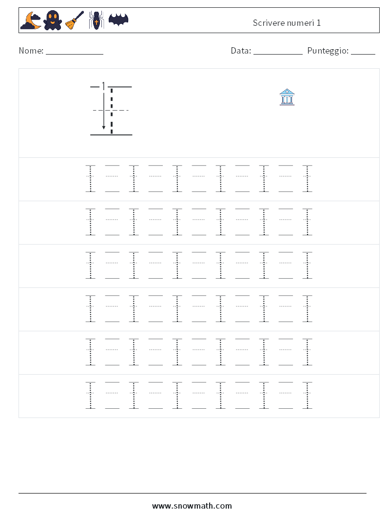 Scrivere numeri 1 Fogli di lavoro di matematica 17