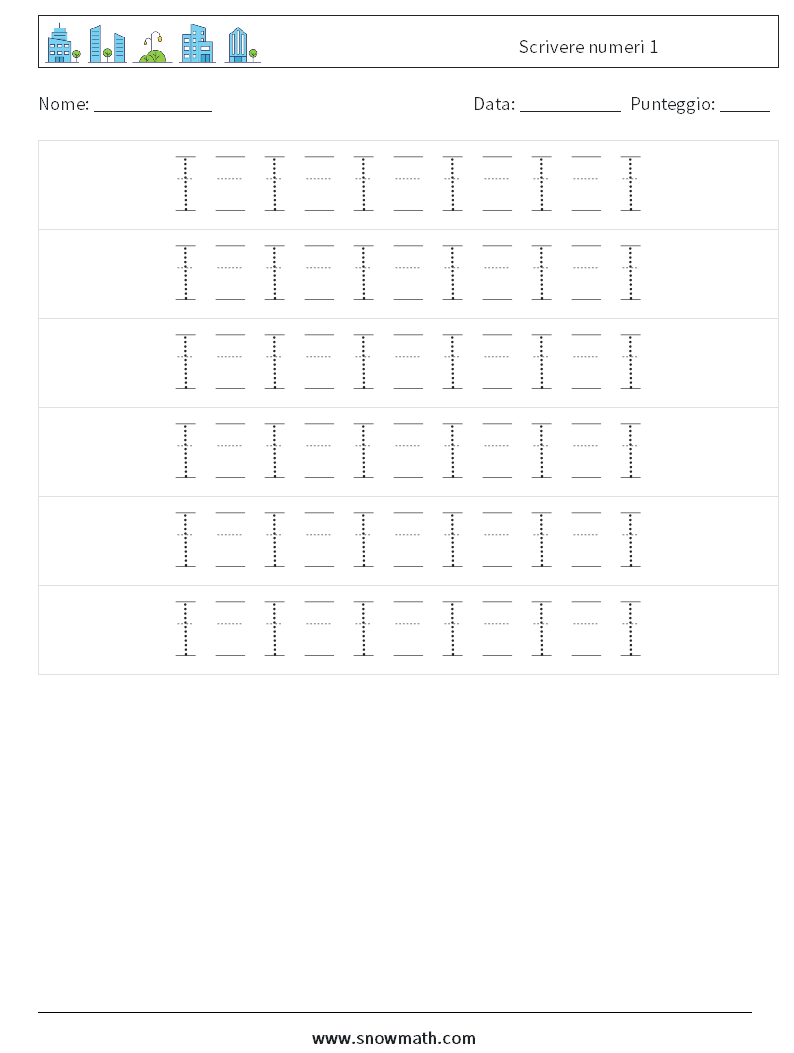 Scrivere numeri 1 Fogli di lavoro di matematica 18