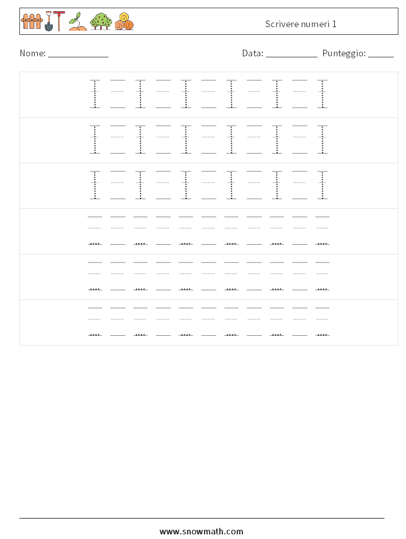 Scrivere numeri 1 Fogli di lavoro di matematica 20