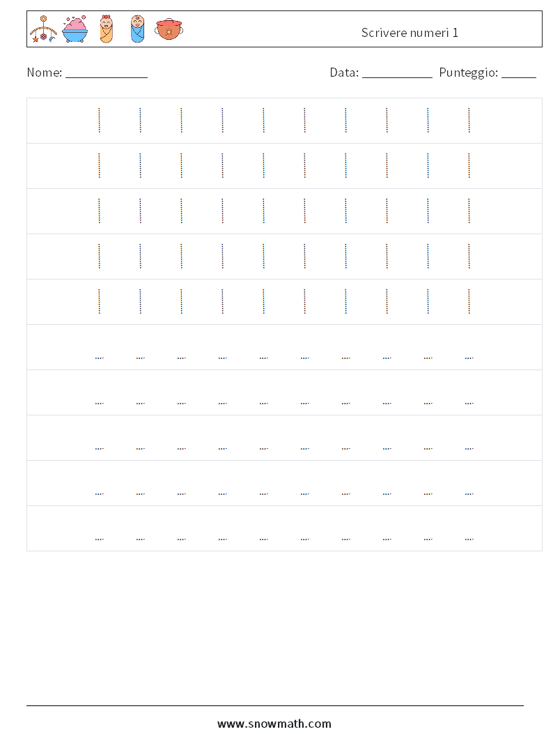 Scrivere numeri 1 Fogli di lavoro di matematica 4