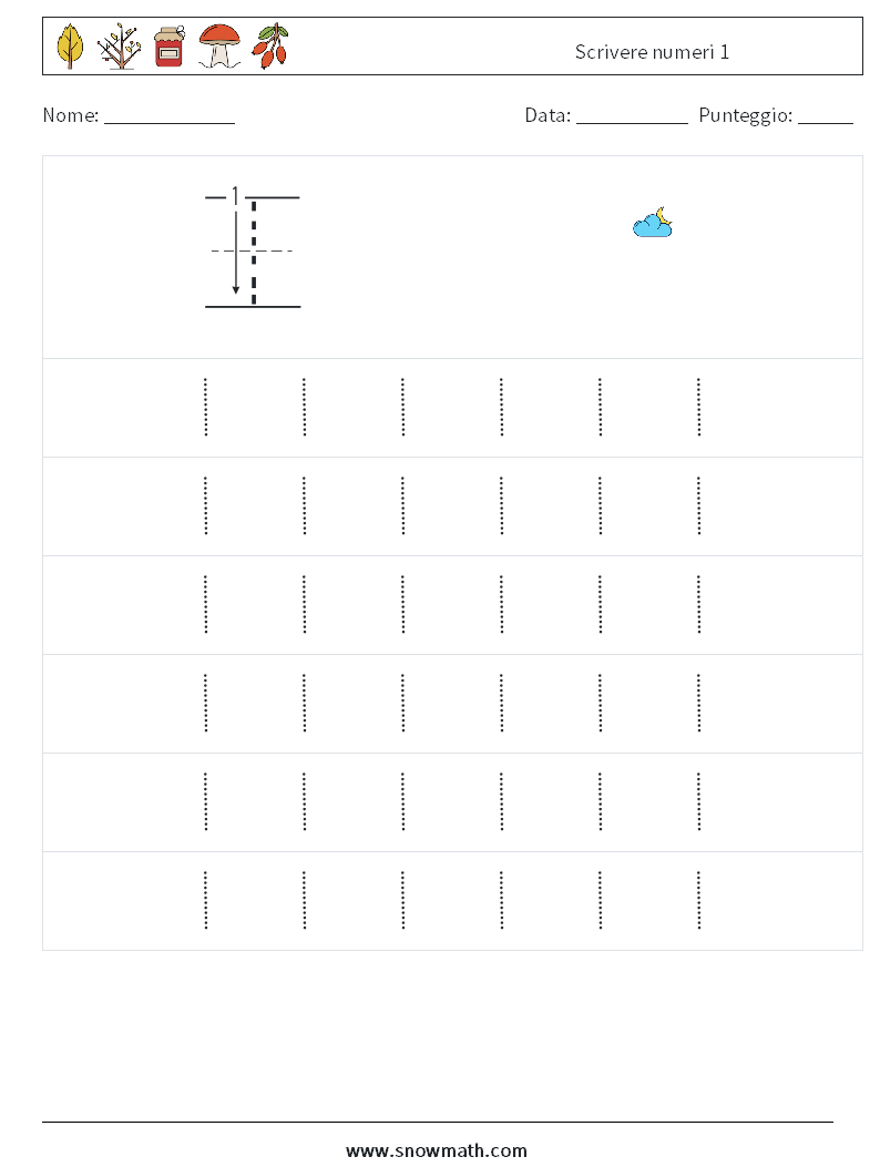 Scrivere numeri 1 Fogli di lavoro di matematica 5