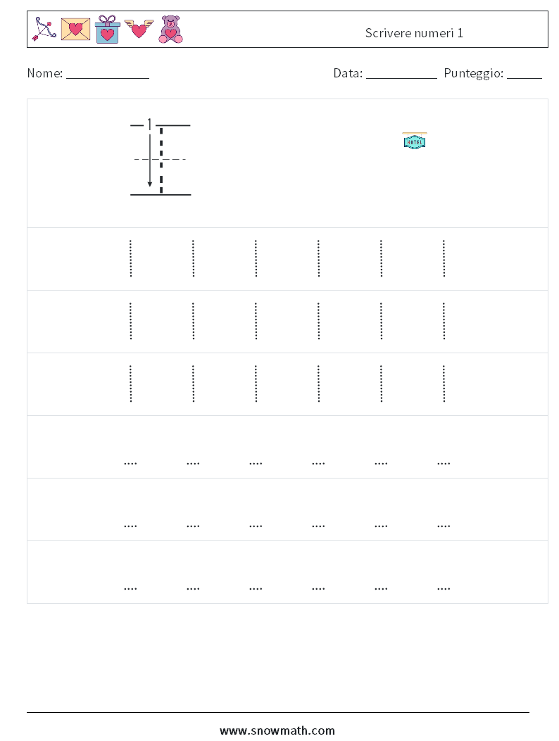 Scrivere numeri 1 Fogli di lavoro di matematica 7