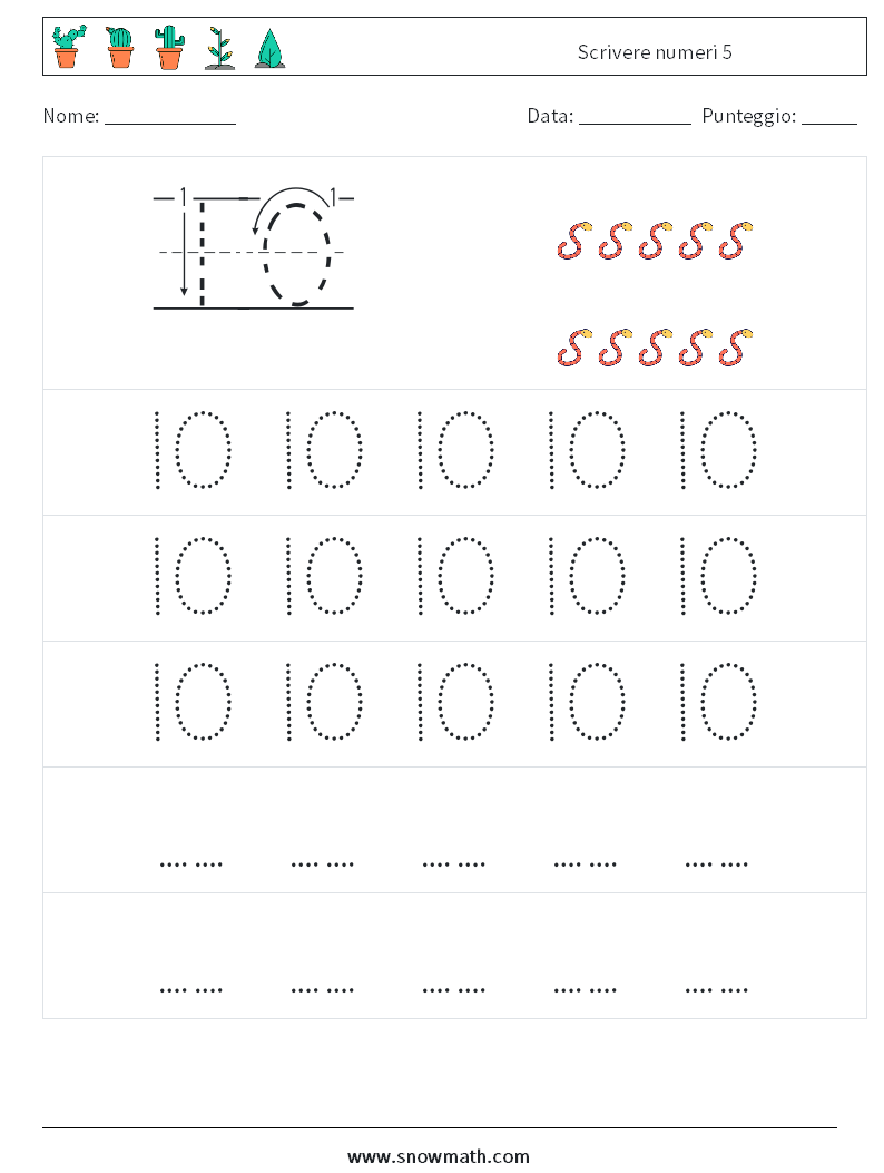 Scrivere numeri 5 Fogli di lavoro di matematica 11