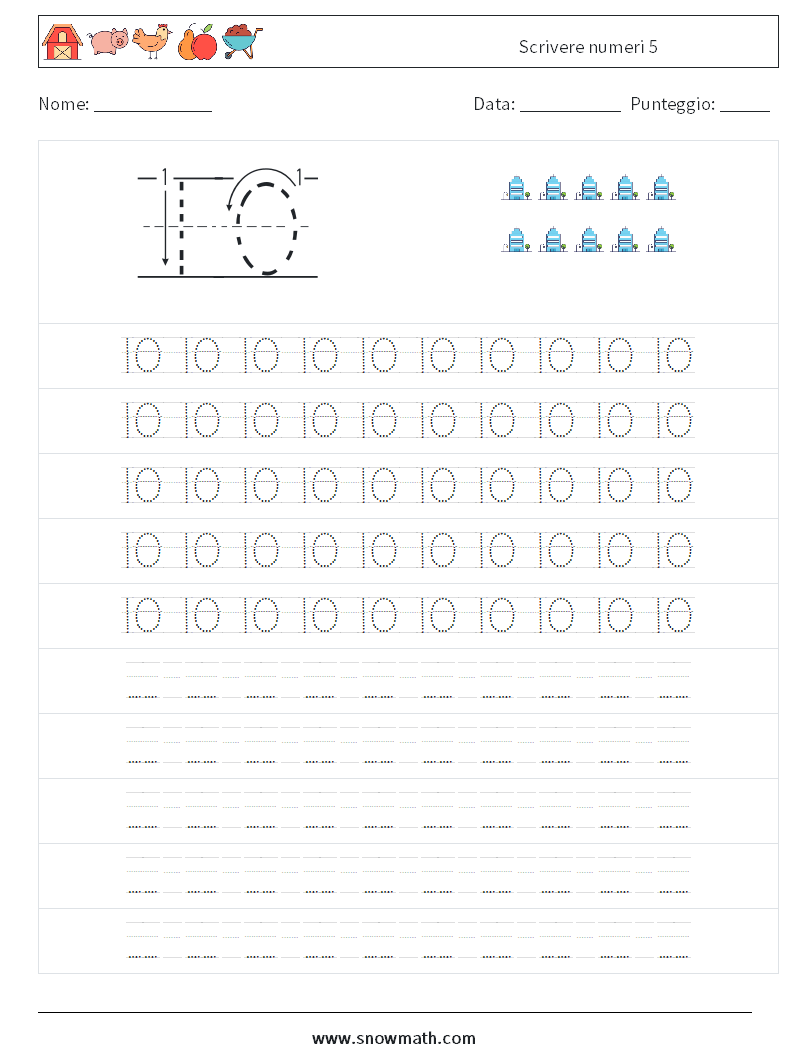 Scrivere numeri 5 Fogli di lavoro di matematica 15