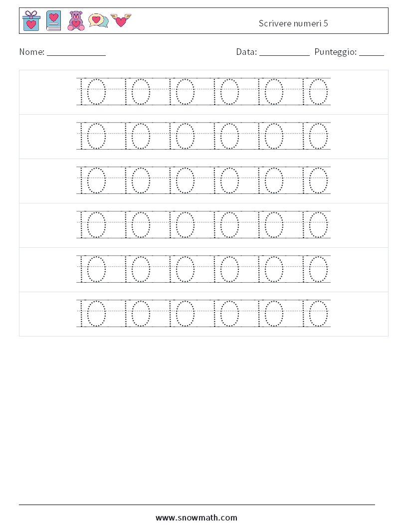 Scrivere numeri 5 Fogli di lavoro di matematica 18