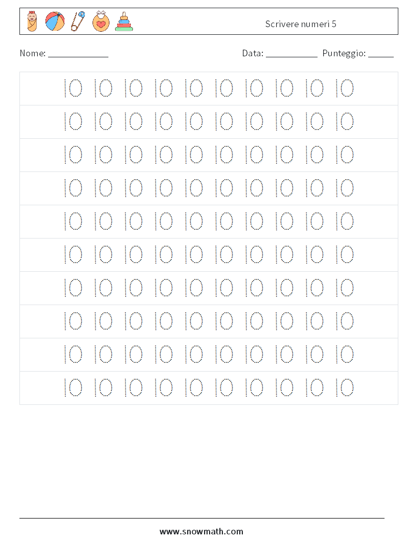 Scrivere numeri 5 Fogli di lavoro di matematica 2