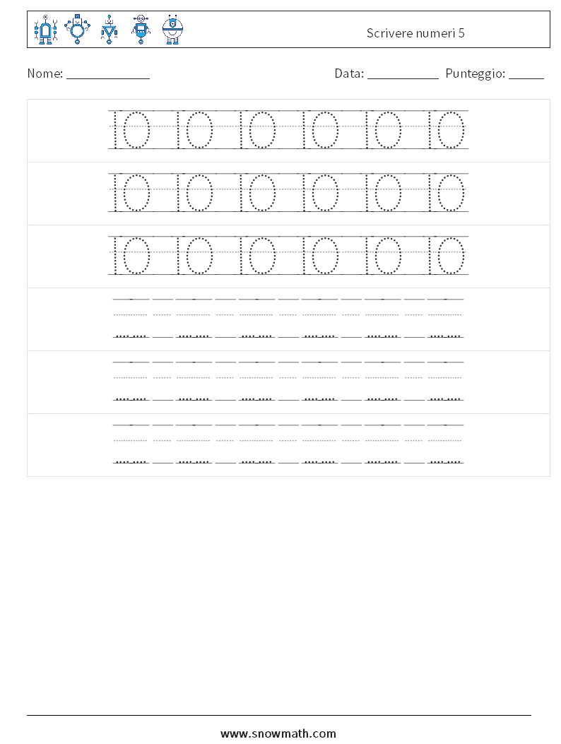 Scrivere numeri 5 Fogli di lavoro di matematica 20