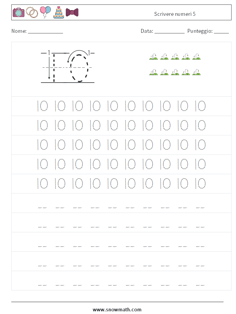 Scrivere numeri 5 Fogli di lavoro di matematica 3