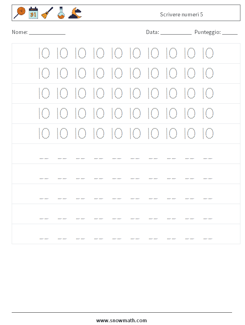 Scrivere numeri 5 Fogli di lavoro di matematica 4