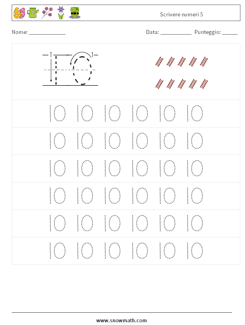 Scrivere numeri 5 Fogli di lavoro di matematica 5