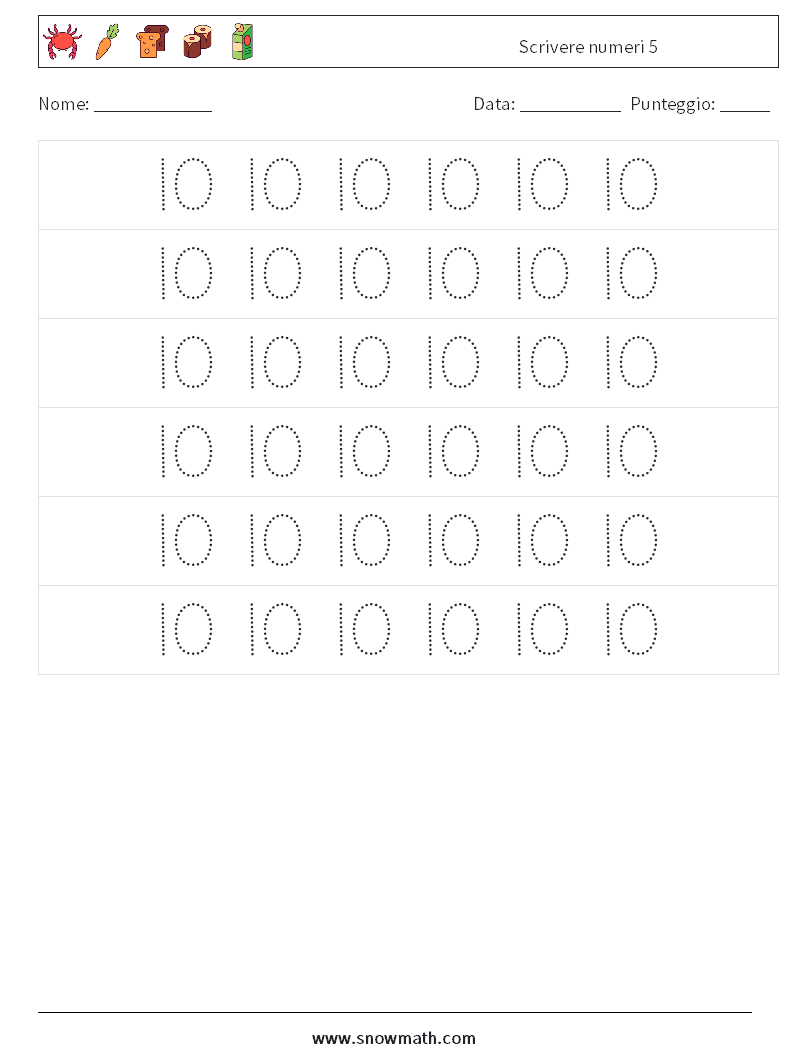 Scrivere numeri 5 Fogli di lavoro di matematica 6