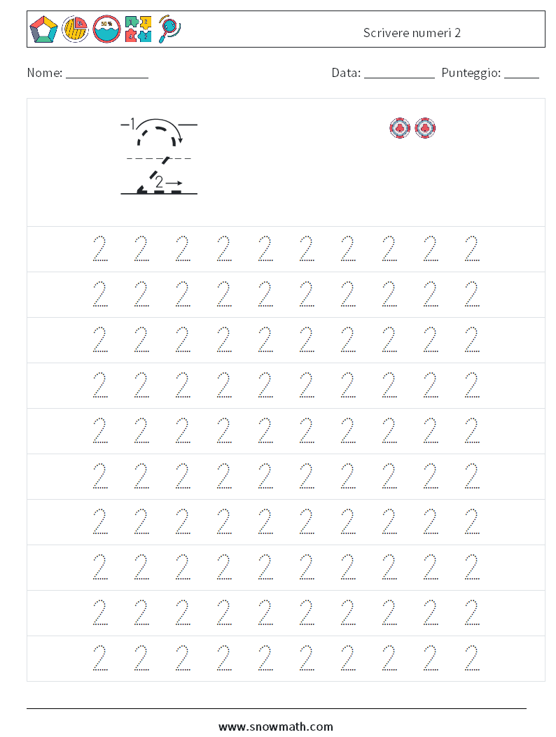 Scrivere numeri 2 Fogli di lavoro di matematica 1