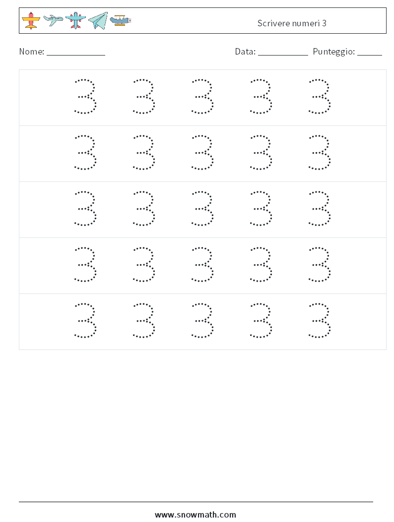 Scrivere numeri 3 Fogli di lavoro di matematica 10