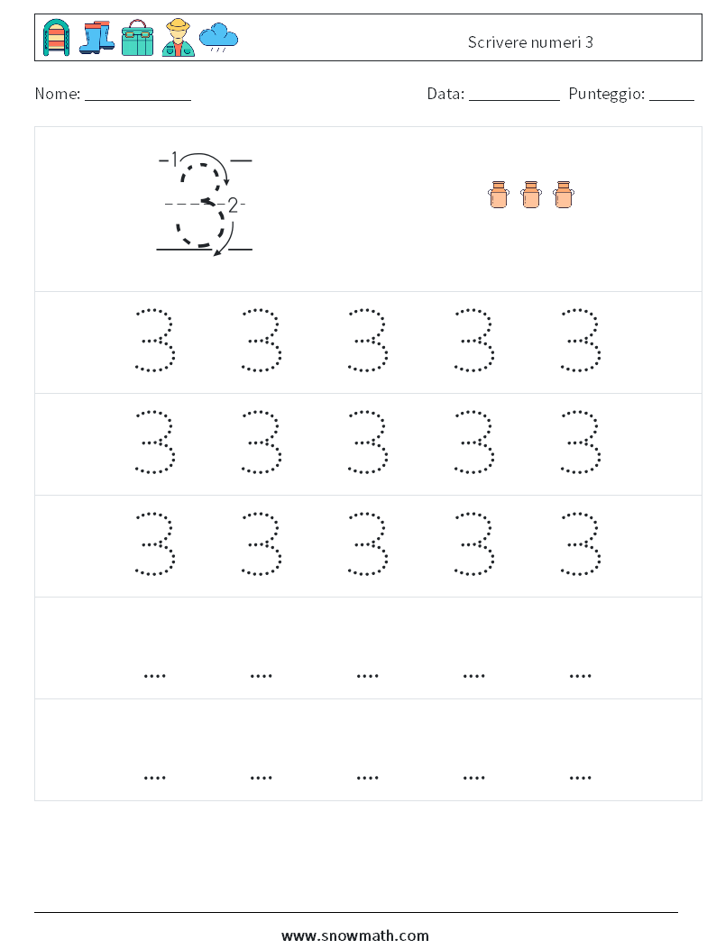 Scrivere numeri 3 Fogli di lavoro di matematica 11