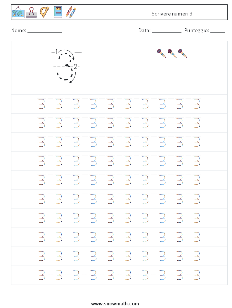 Scrivere numeri 3 Fogli di lavoro di matematica 13