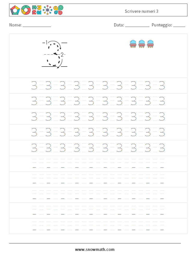 Scrivere numeri 3 Fogli di lavoro di matematica 15