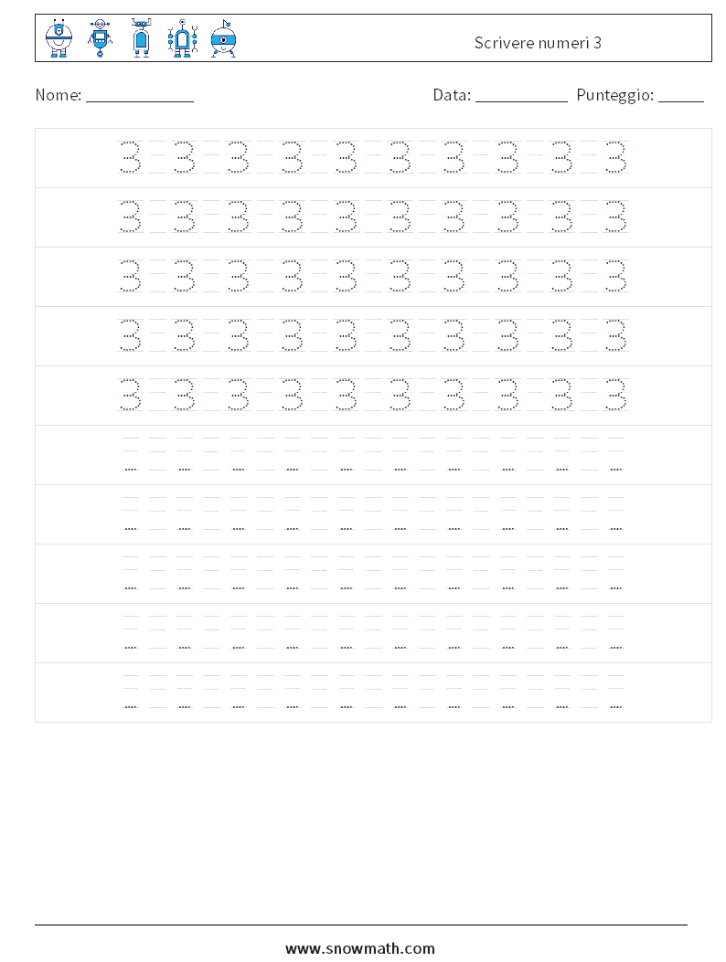 Scrivere numeri 3 Fogli di lavoro di matematica 16