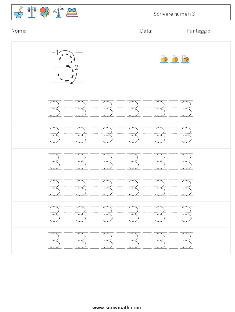 Scrivere numeri 3 Fogli di lavoro di matematica 17