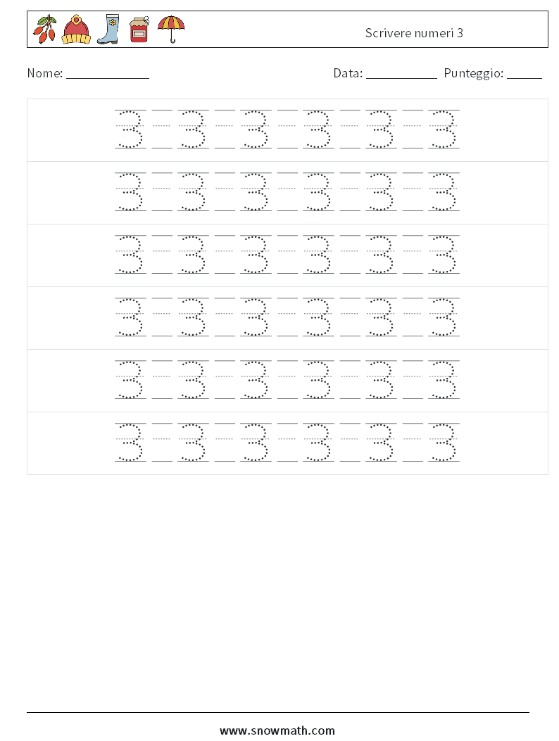 Scrivere numeri 3 Fogli di lavoro di matematica 18