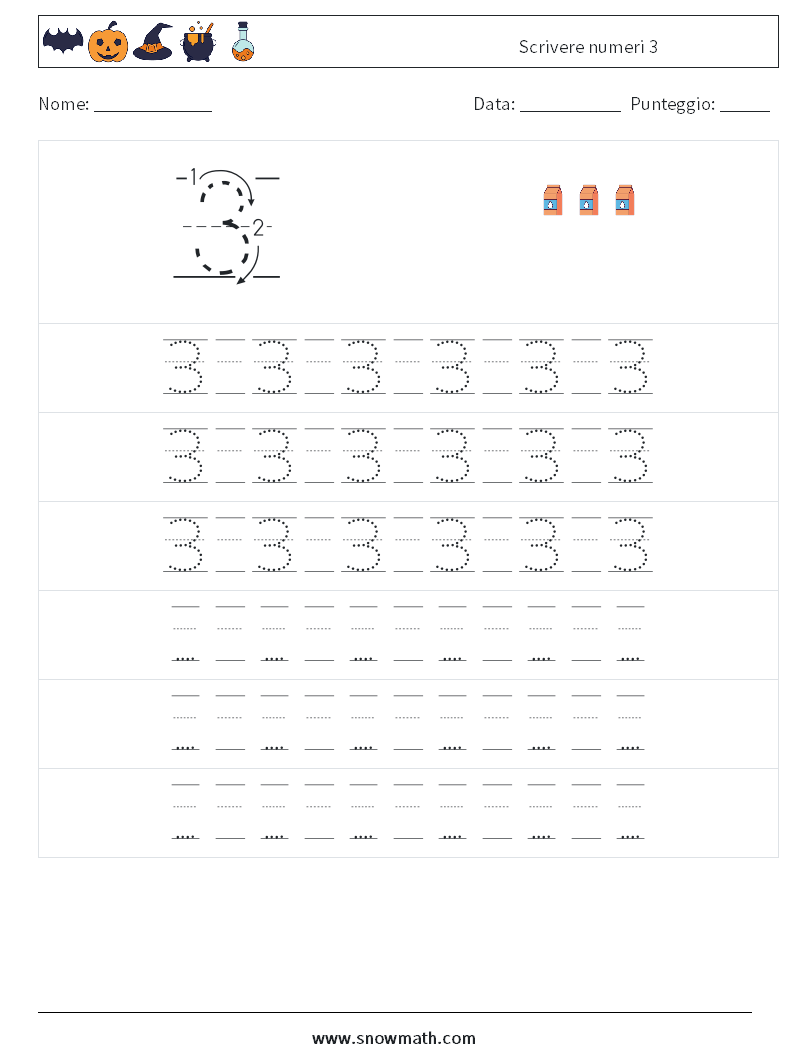 Scrivere numeri 3 Fogli di lavoro di matematica 19