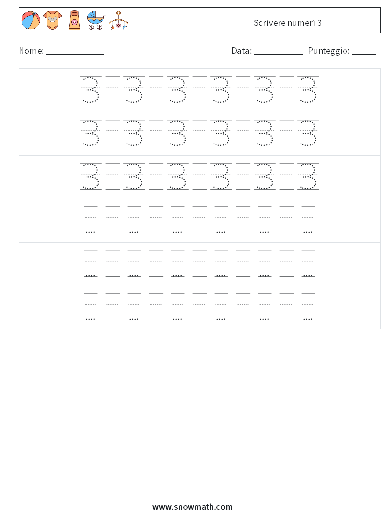 Scrivere numeri 3 Fogli di lavoro di matematica 20