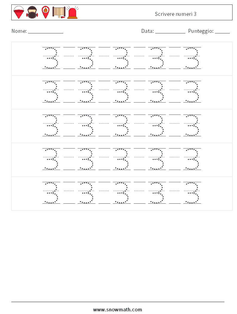 Scrivere numeri 3 Fogli di lavoro di matematica 22