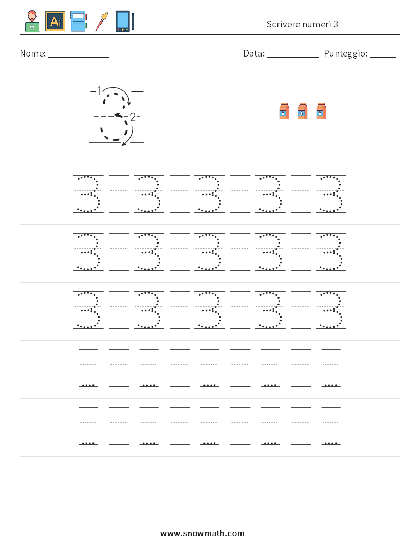 Scrivere numeri 3 Fogli di lavoro di matematica 23