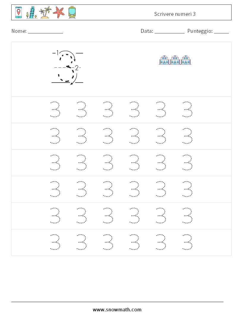 Scrivere numeri 3 Fogli di lavoro di matematica 5