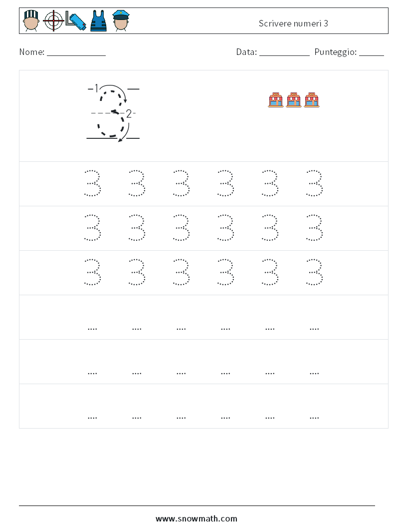 Scrivere numeri 3 Fogli di lavoro di matematica 7