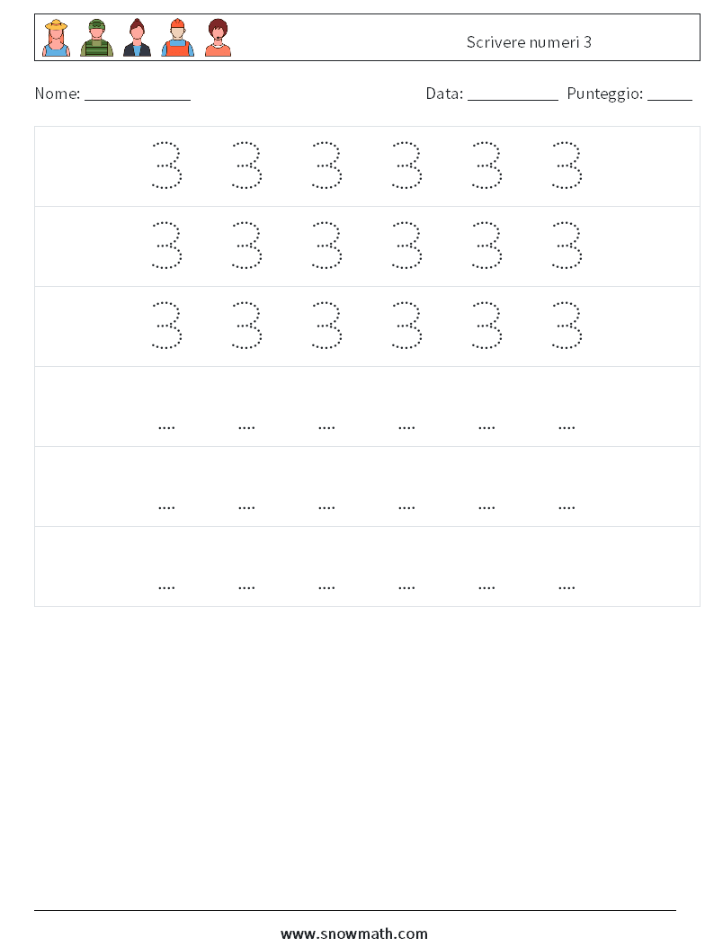 Scrivere numeri 3 Fogli di lavoro di matematica 8