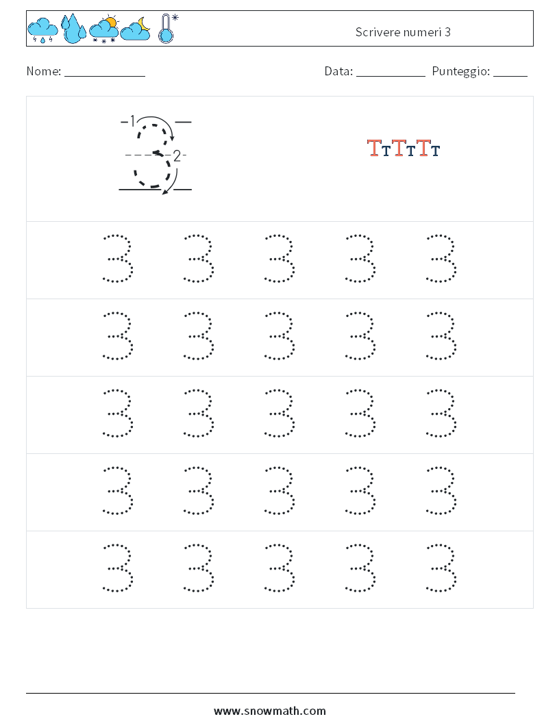 Scrivere numeri 3 Fogli di lavoro di matematica 9