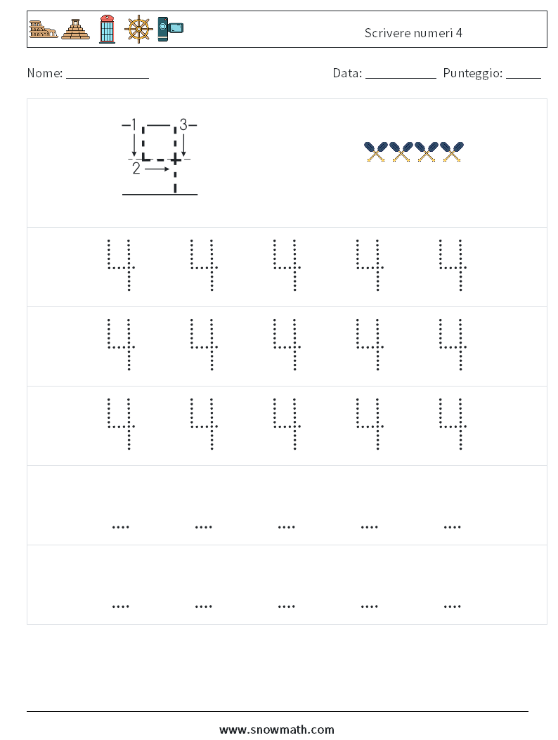 Scrivere numeri 4 Fogli di lavoro di matematica 11