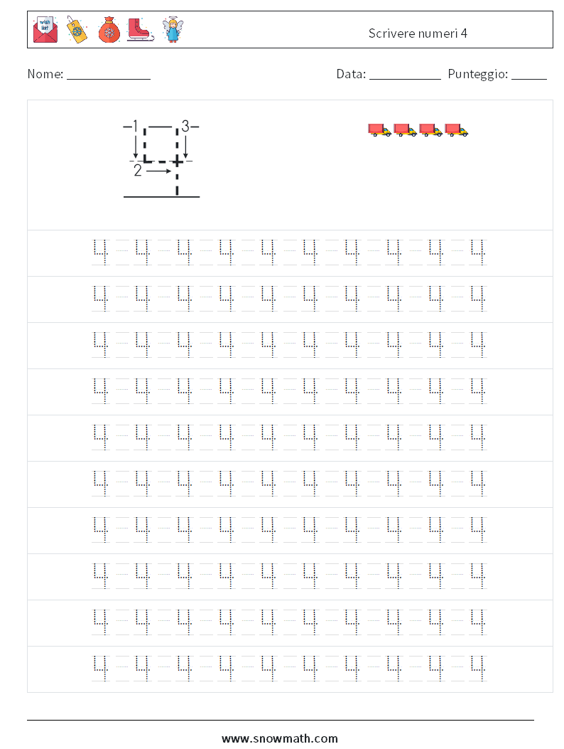 Scrivere numeri 4 Fogli di lavoro di matematica 13