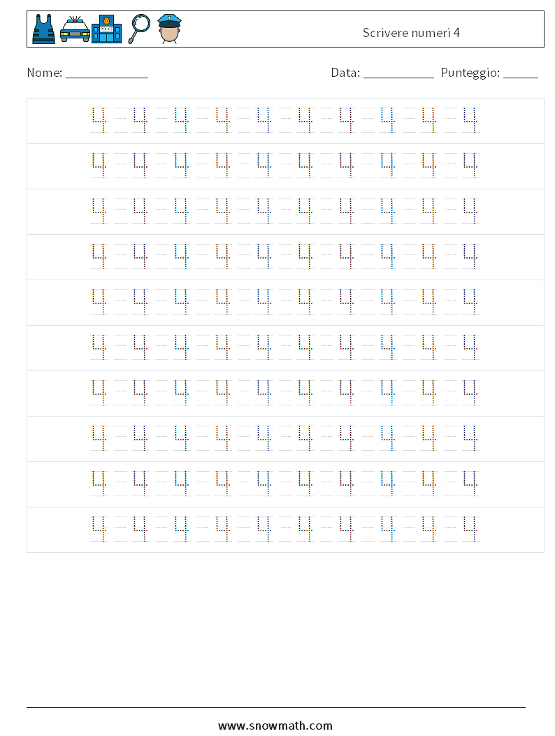 Scrivere numeri 4 Fogli di lavoro di matematica 14