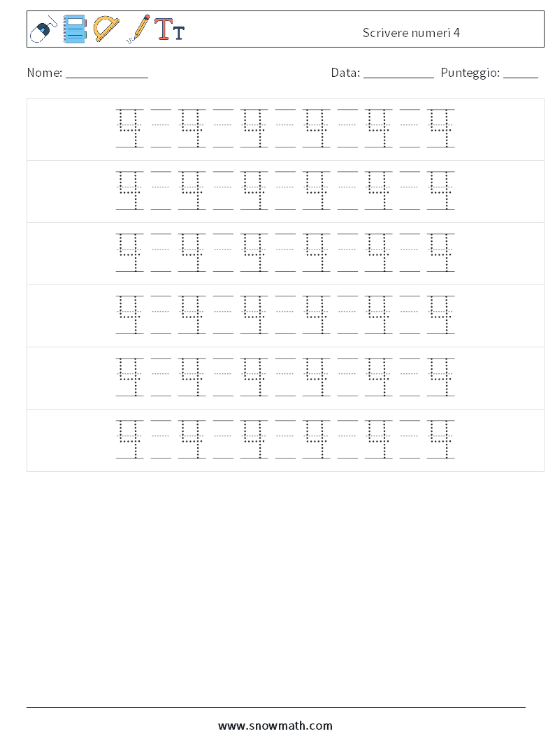 Scrivere numeri 4 Fogli di lavoro di matematica 18