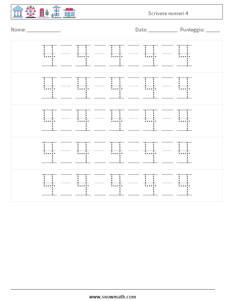 Scrivere numeri 4 Fogli di lavoro di matematica 22