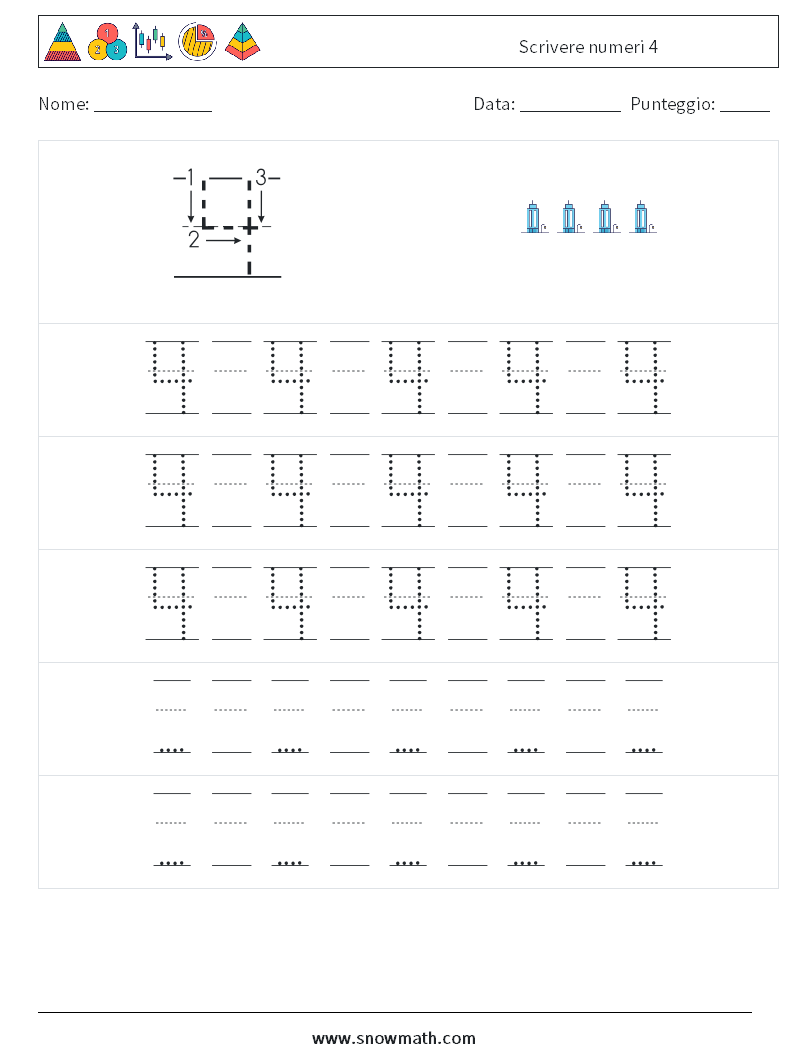 Scrivere numeri 4 Fogli di lavoro di matematica 23