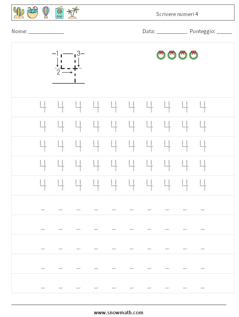 Scrivere numeri 4 Fogli di lavoro di matematica 3