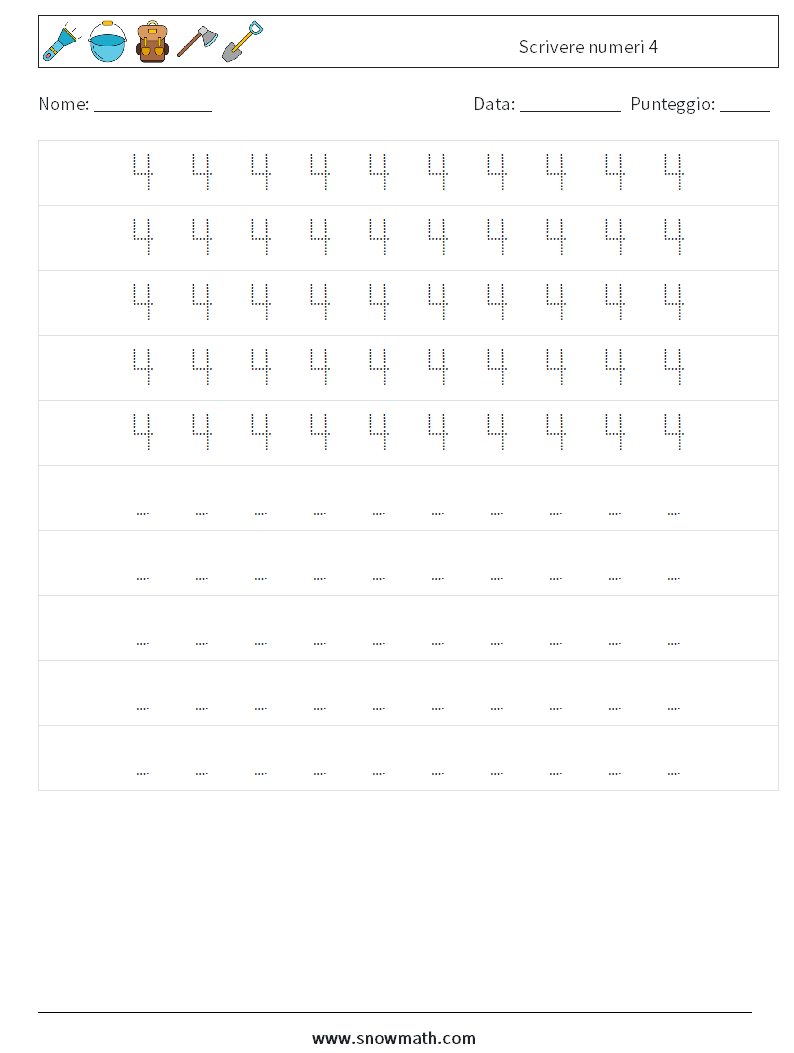 Scrivere numeri 4 Fogli di lavoro di matematica 4