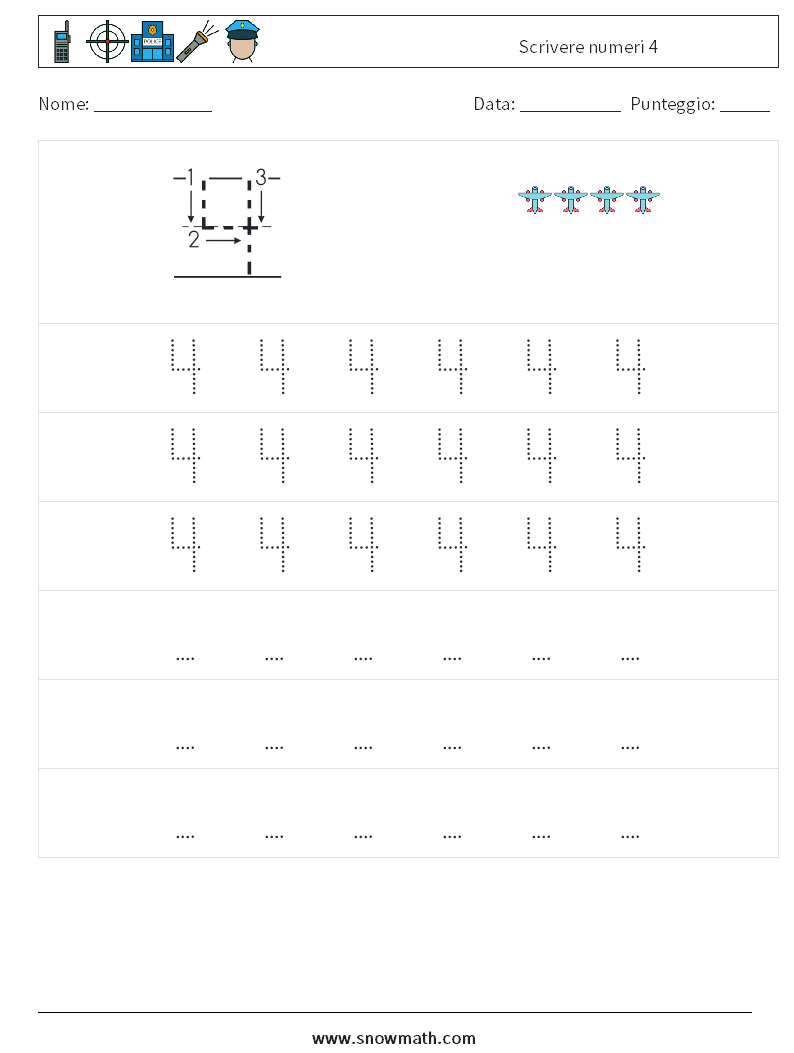 Scrivere numeri 4 Fogli di lavoro di matematica 7