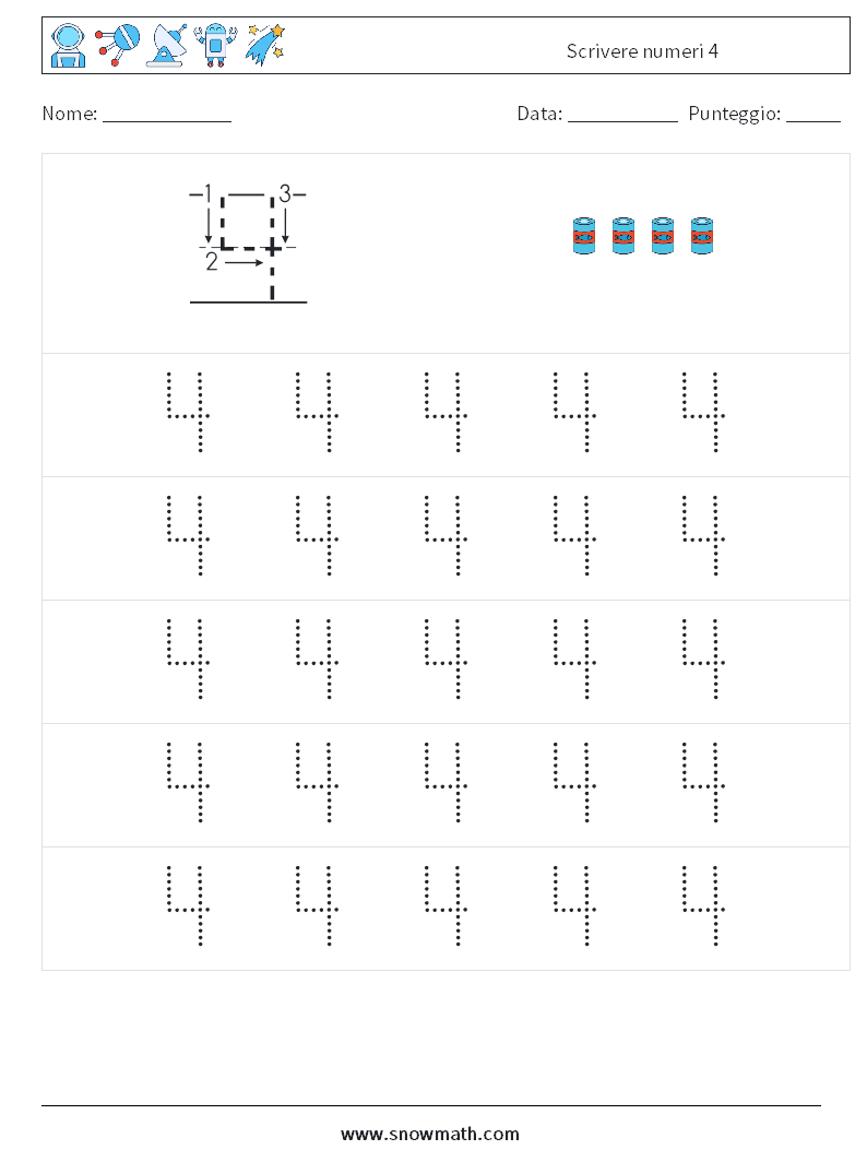 Scrivere numeri 4 Fogli di lavoro di matematica 9