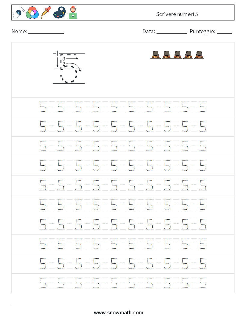 Scrivere numeri 5 Fogli di lavoro di matematica 13