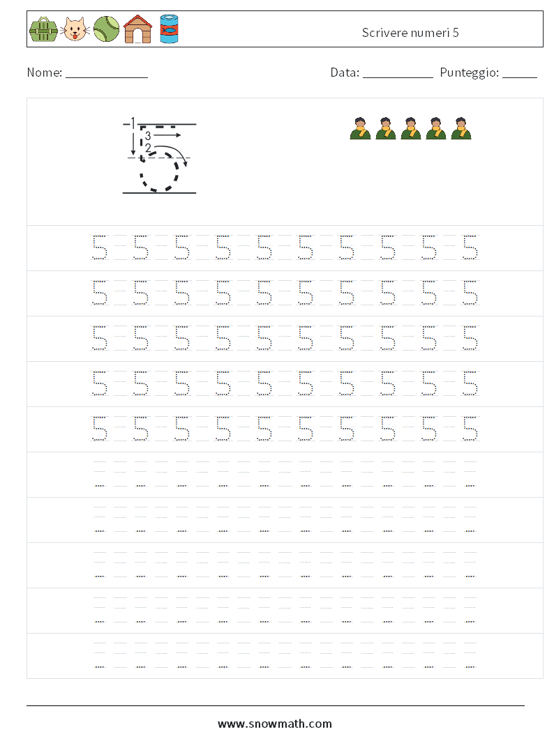 Scrivere numeri 5 Fogli di lavoro di matematica 15