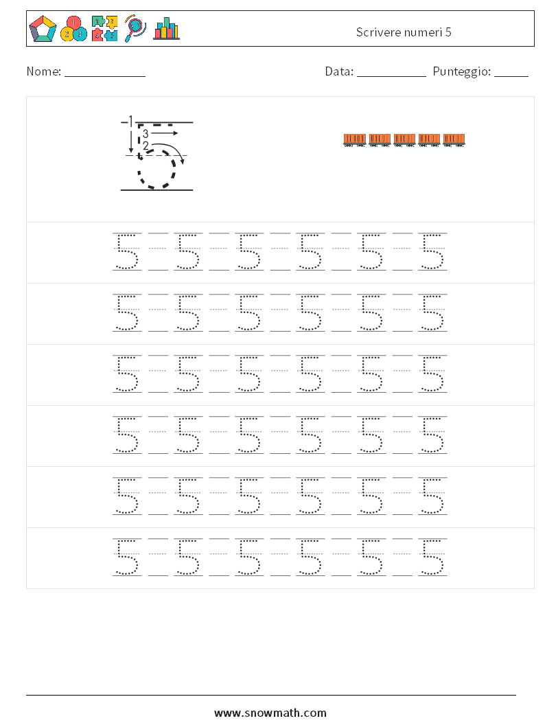 Scrivere numeri 5 Fogli di lavoro di matematica 17