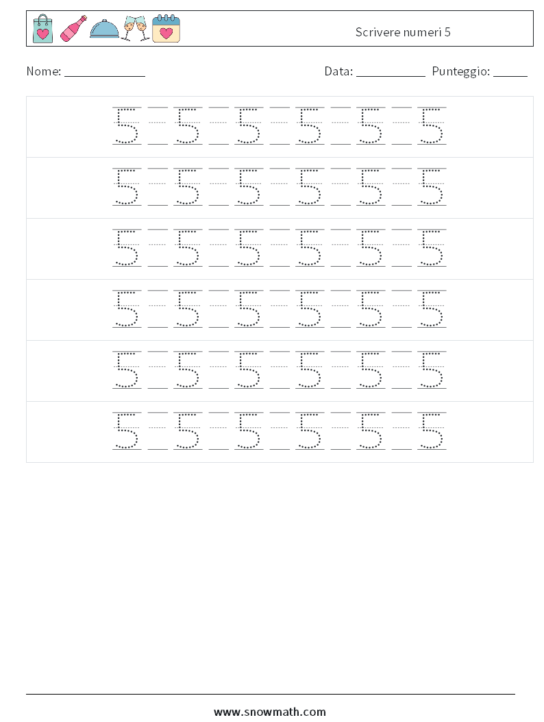 Scrivere numeri 5 Fogli di lavoro di matematica 18